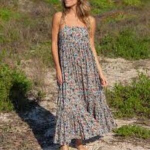Natural Life Nina Boho Cottagecore Flowing Tiered Side Slit Maxi Dress•XS/S